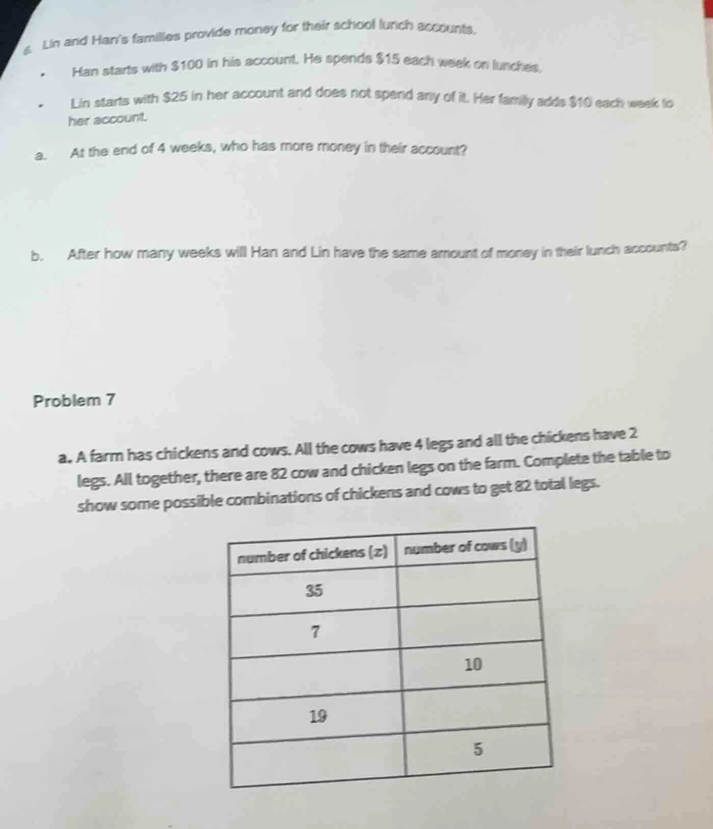 6. lin and han’s families provide money for their school lunch accounts…