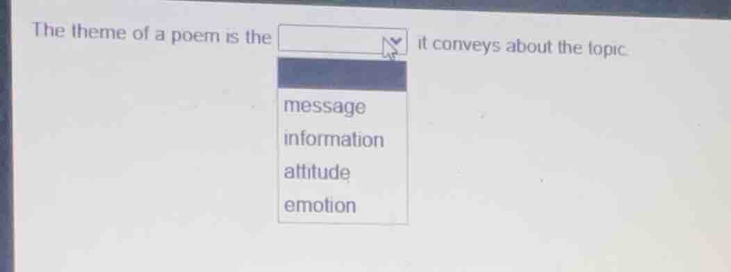 the theme of a poem is the it conveys about the topic. message informat…