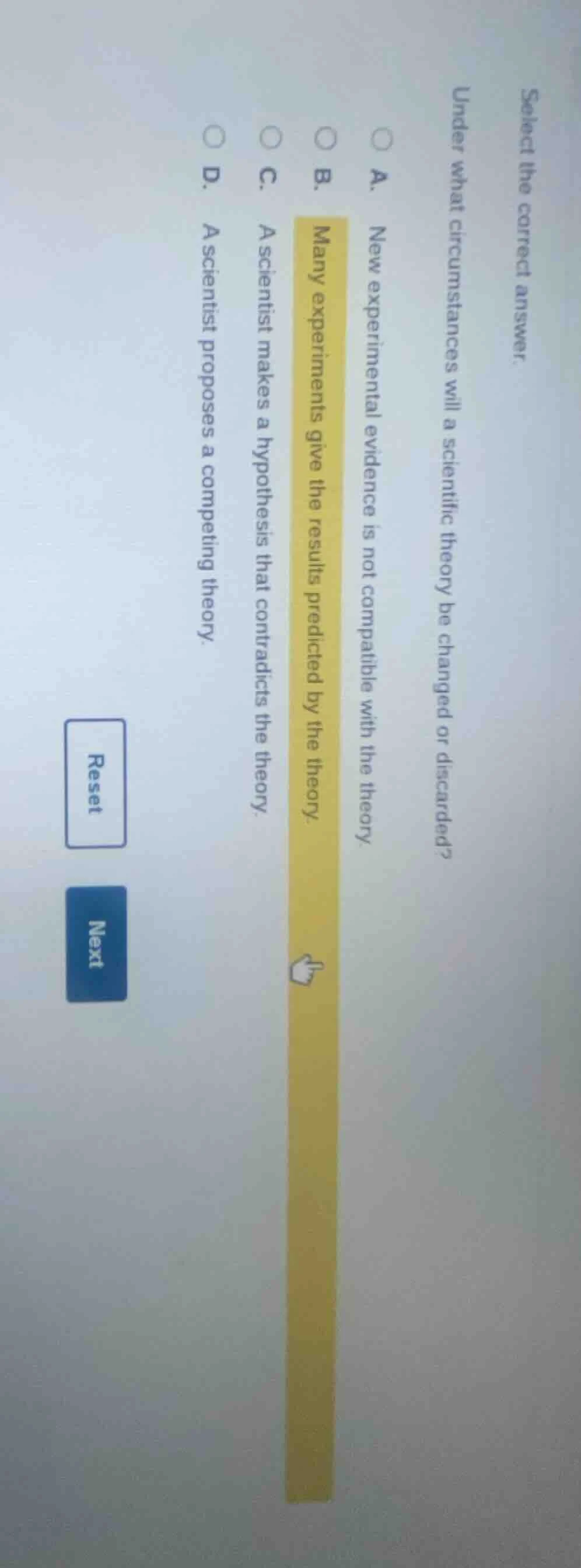 select the correct answer. under what circumstances will a scientific t…