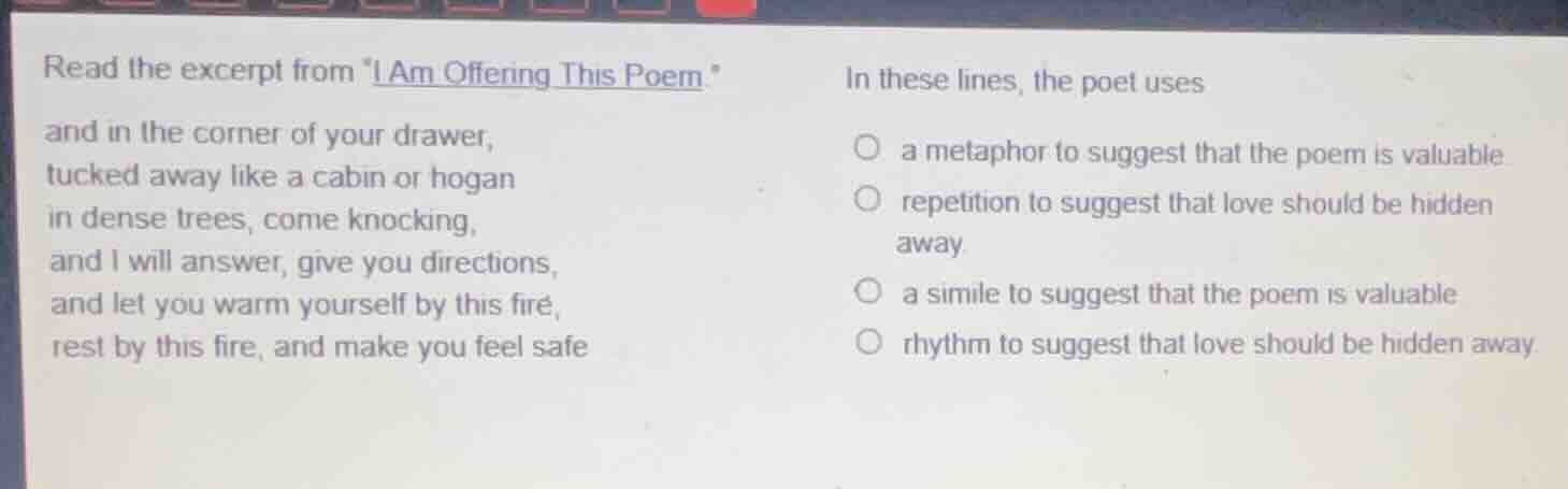 read the excerpt from i am offering this poem and in the corner of your…