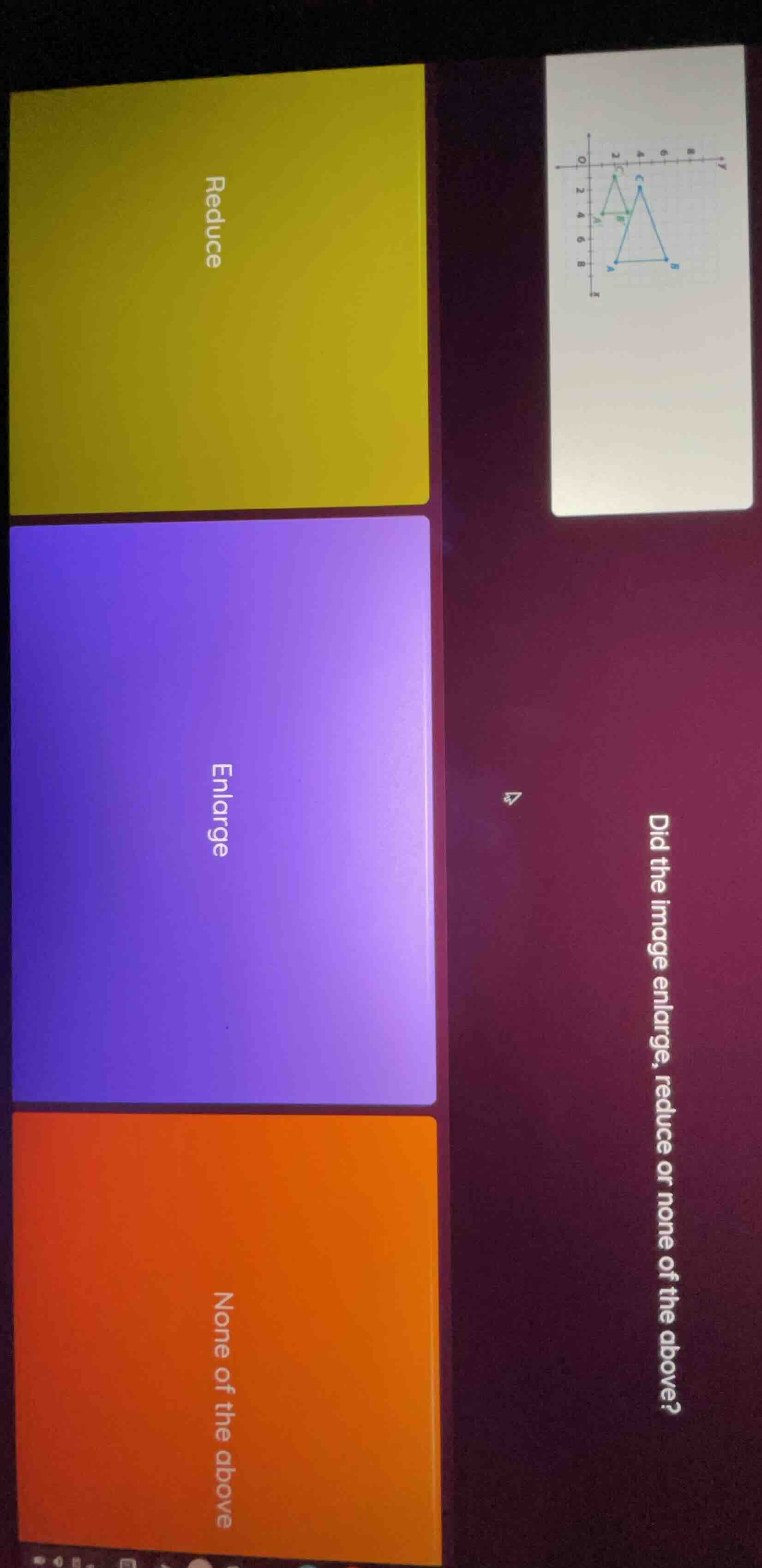 did the image enlarge, reduce or none of the above? reduce enlarge none…