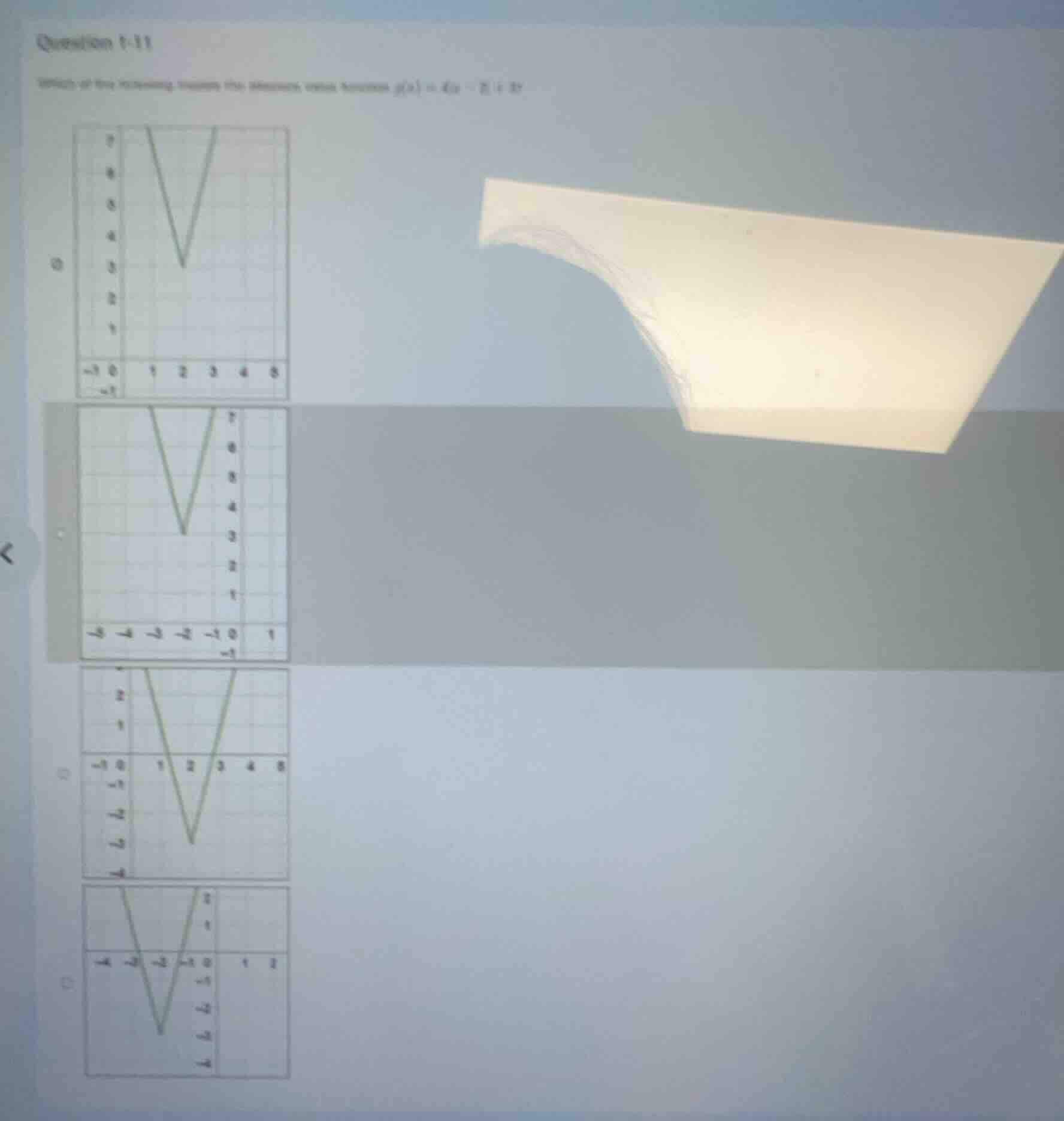 question 1 - 11 which of the following shows the absolute value functio…