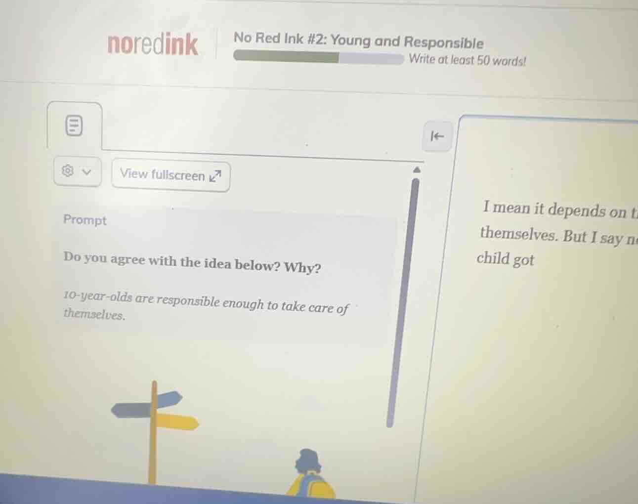 no red ink #2: young and responsible write at least 50 words! prompt do…