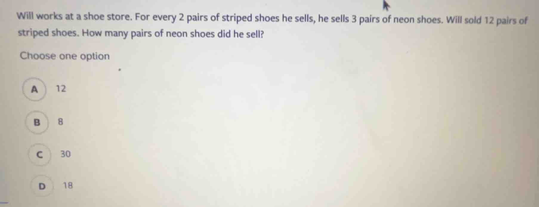will works at a shoe store. for every 2 pairs of striped shoes he sells…