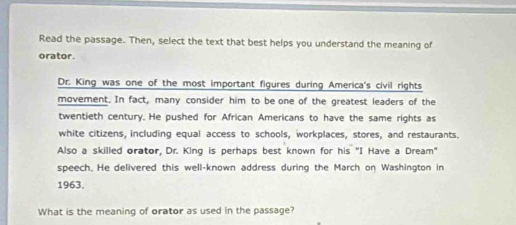 read the passage. then, select the text that best helps you understand …