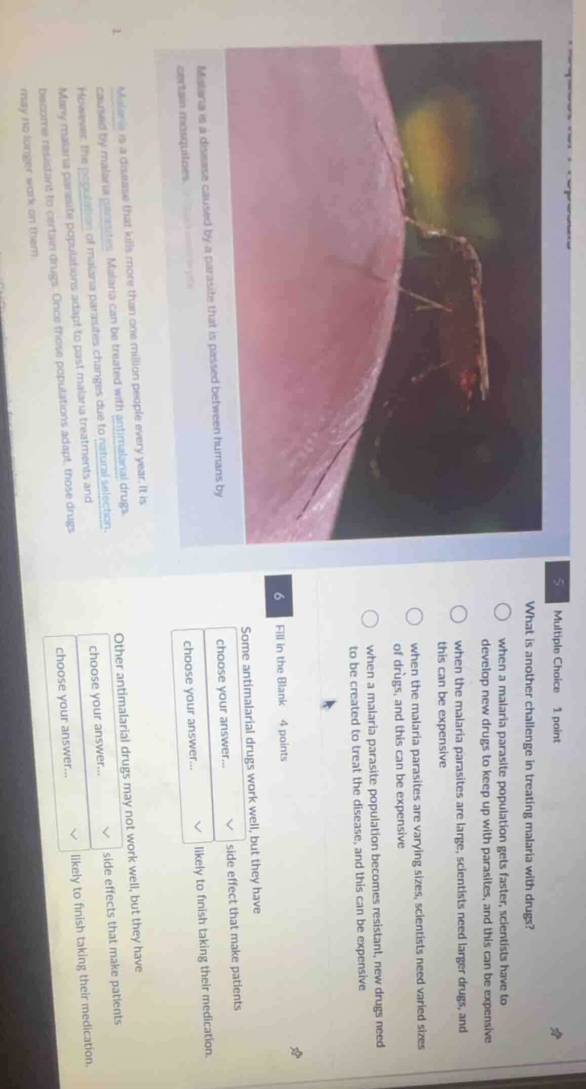 multiple choice 1 point what is another challenge in treating malaria w…