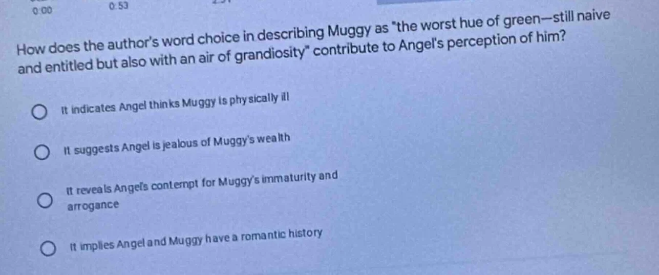 how does the authors word choice in describing muggy as \the worst hue …