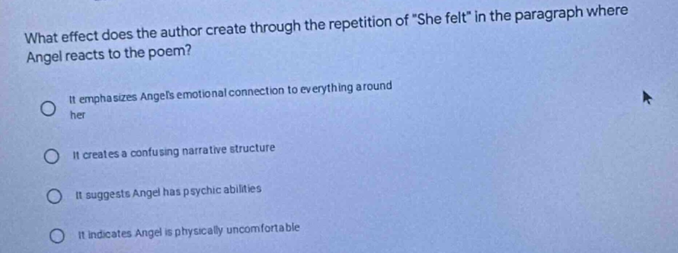 what effect does the author create through the repetition of \she felt\…