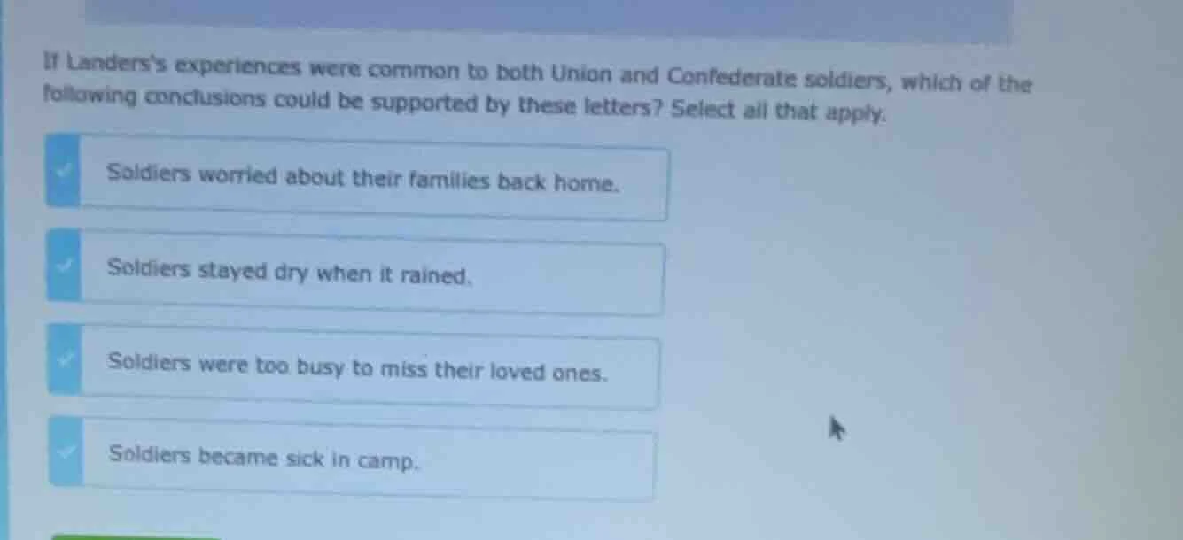 if landerss experiences were common to both union and confederate soldi…