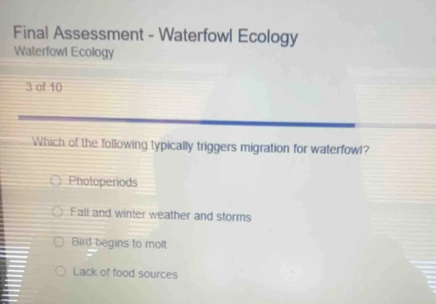 final assessment - waterfowl ecology waterfowl ecology 3 of 10 which of…