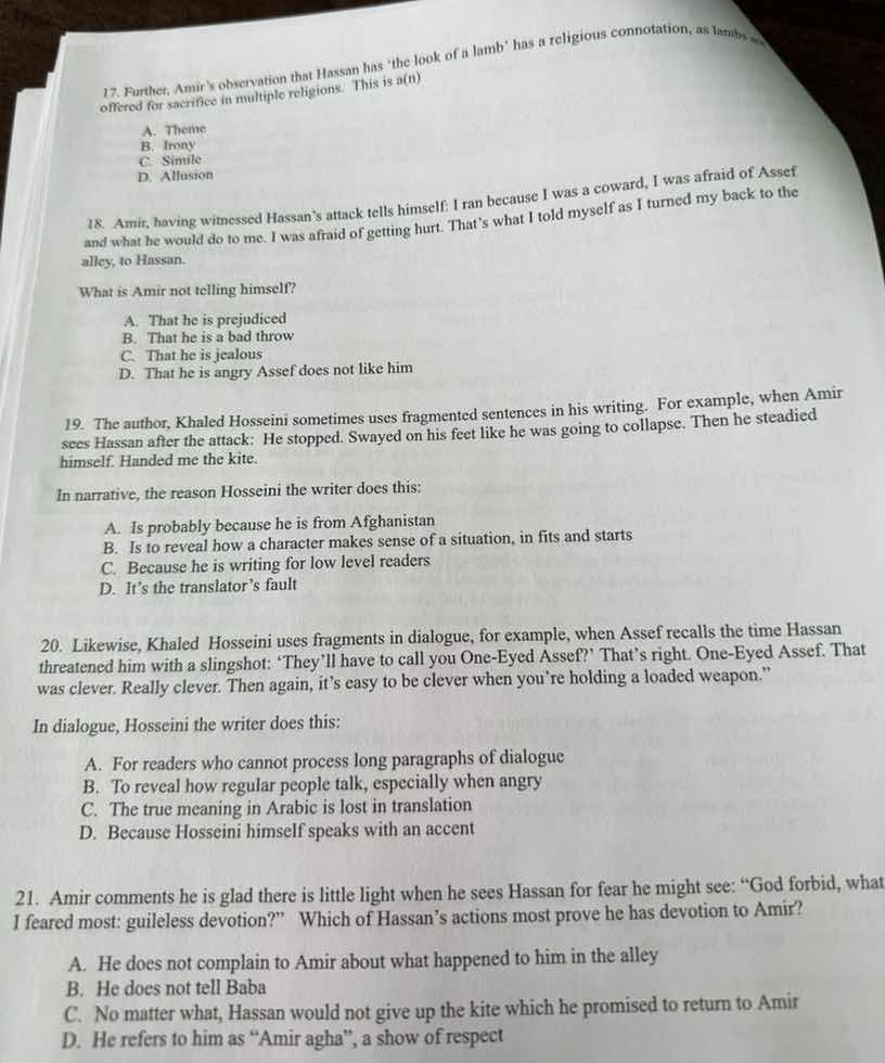 17. further, amir’s observation that hassan has ‘the look of a lamb’ ha…