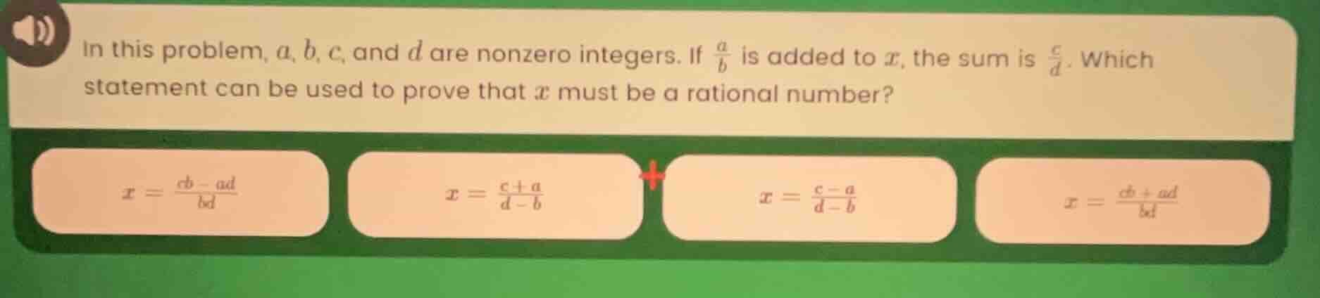 in this problem, a, b, c, and d are nonzero integers. if \\(\frac{a}{b}…