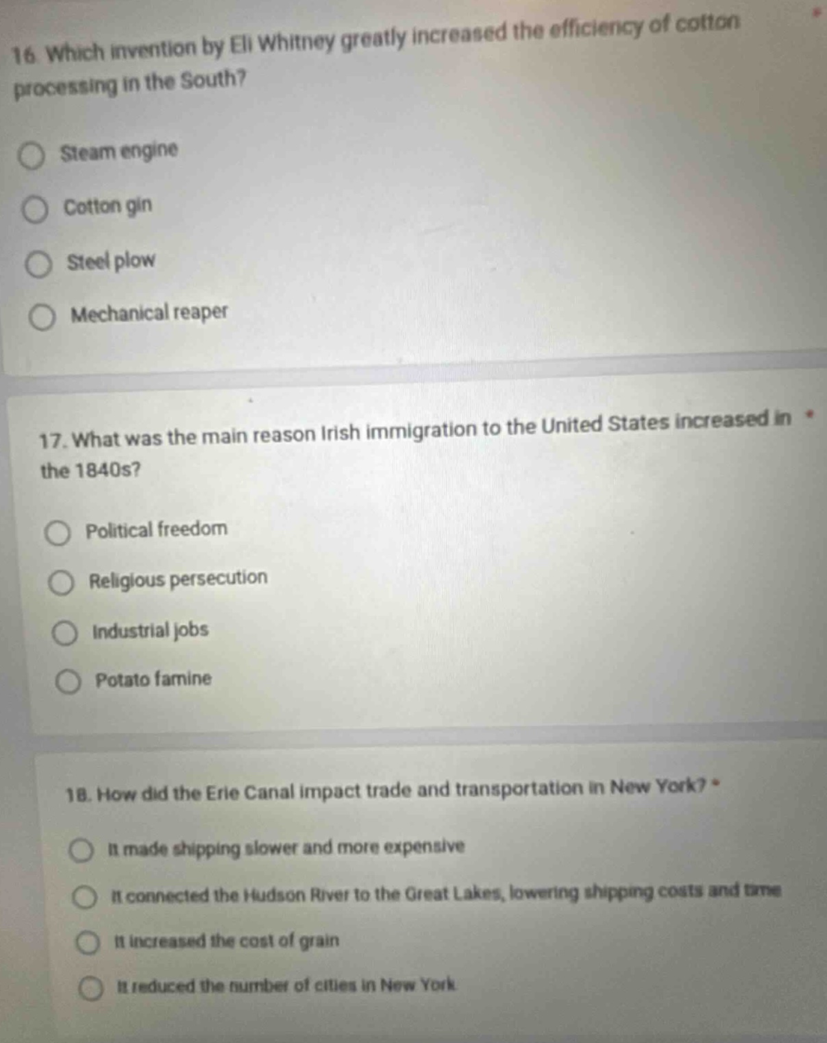 16 which invention by eli whitney greatly increased the efficiency of c…
