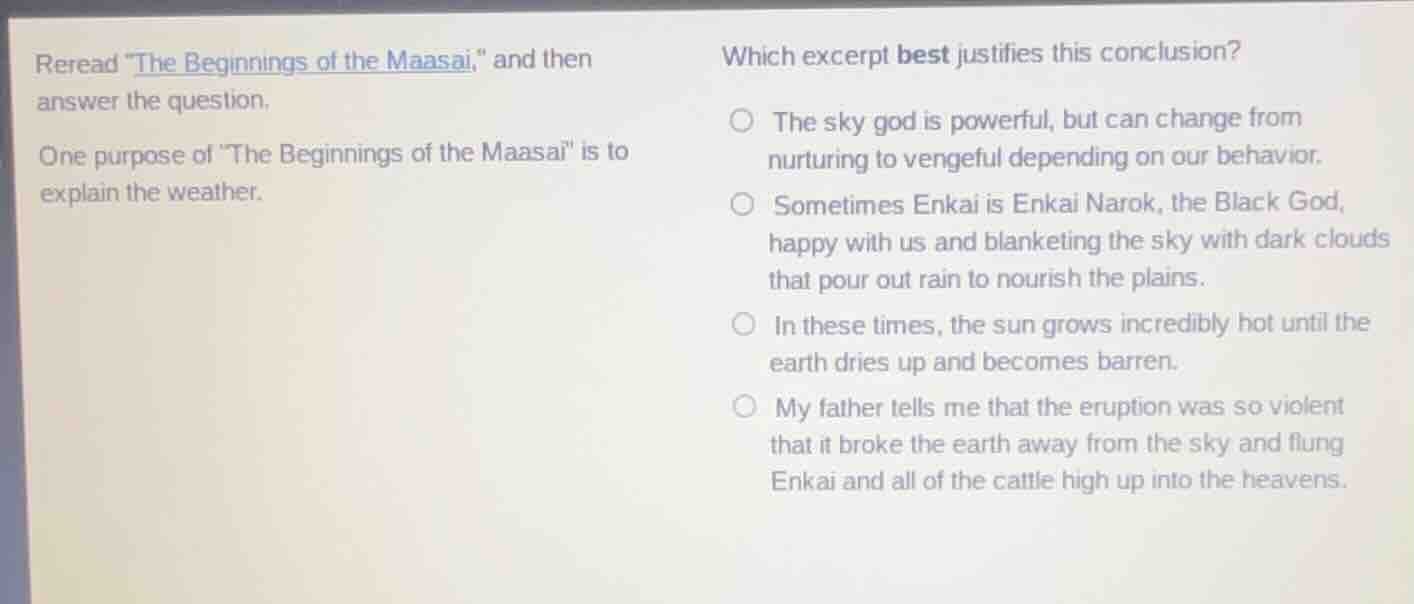 reread \the beginnings of the maasai,\ and then answer the question. on…