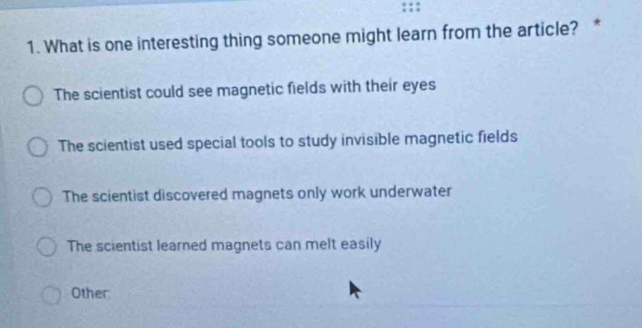1. what is one interesting thing someone might learn from the article? …