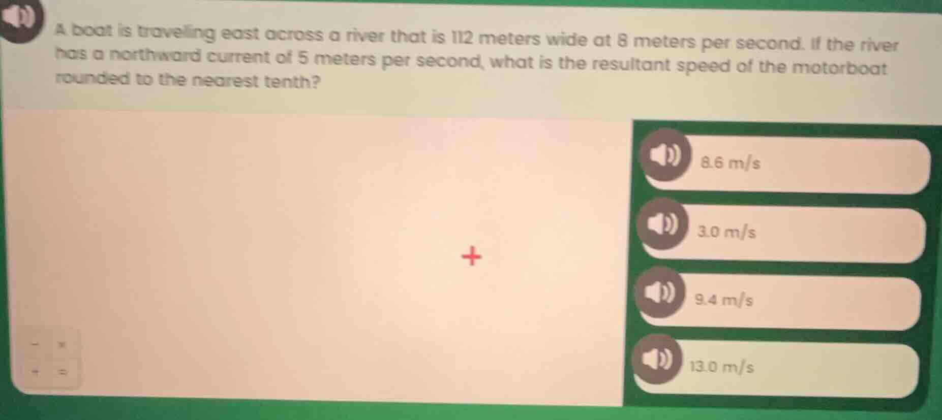 a boat is travelling east across a river that is 112 meters wide at 8 m…
