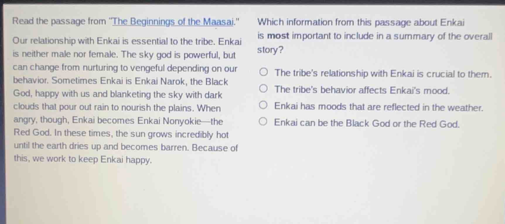 read the passage from \the beginnings of the maasai.\ our relationship …