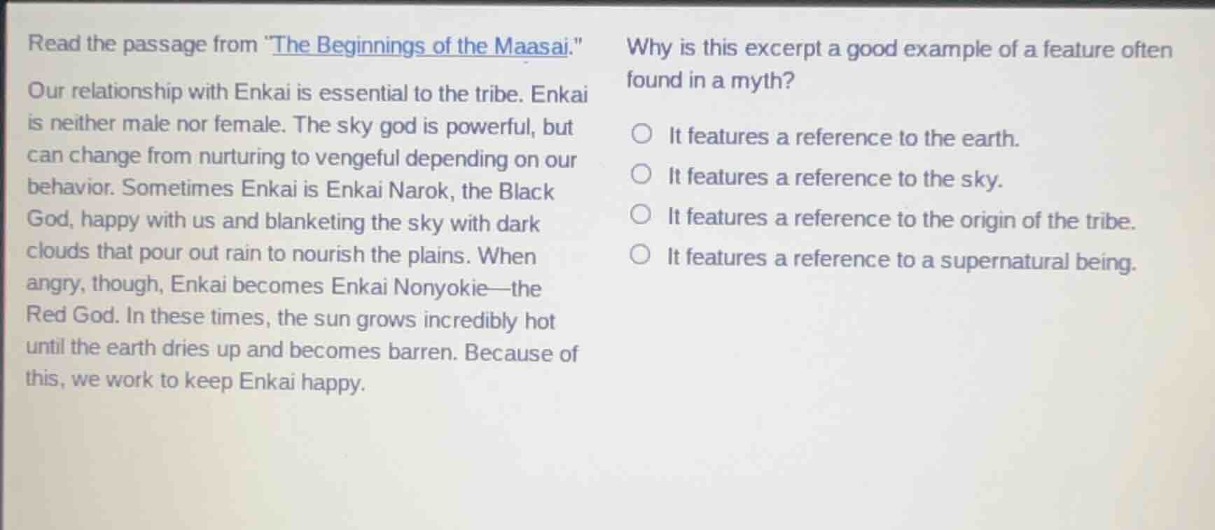 read the passage from \the beginnings of the maasai.\ our relationship …