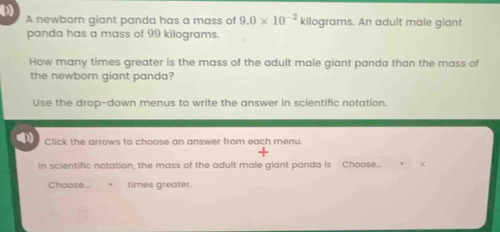 a newborn giant panda has a mass of $9.0 \\times 10^{-2}$ kilograms. an…