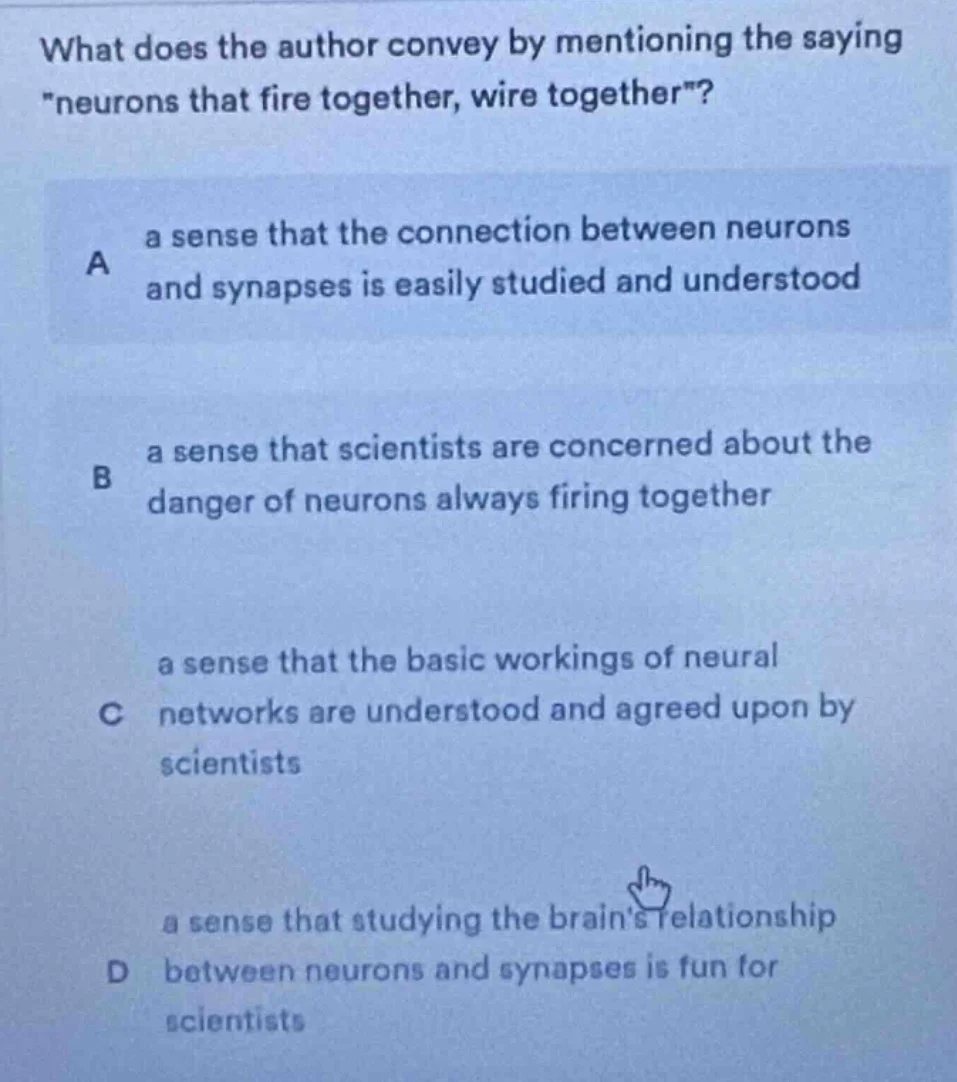 what does the author convey by mentioning the saying eurons that fire t…