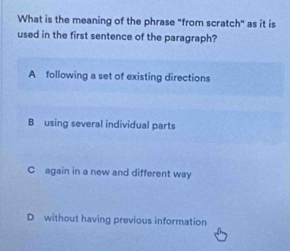 what is the meaning of the phrase \from scratch\ as it is used in the f…