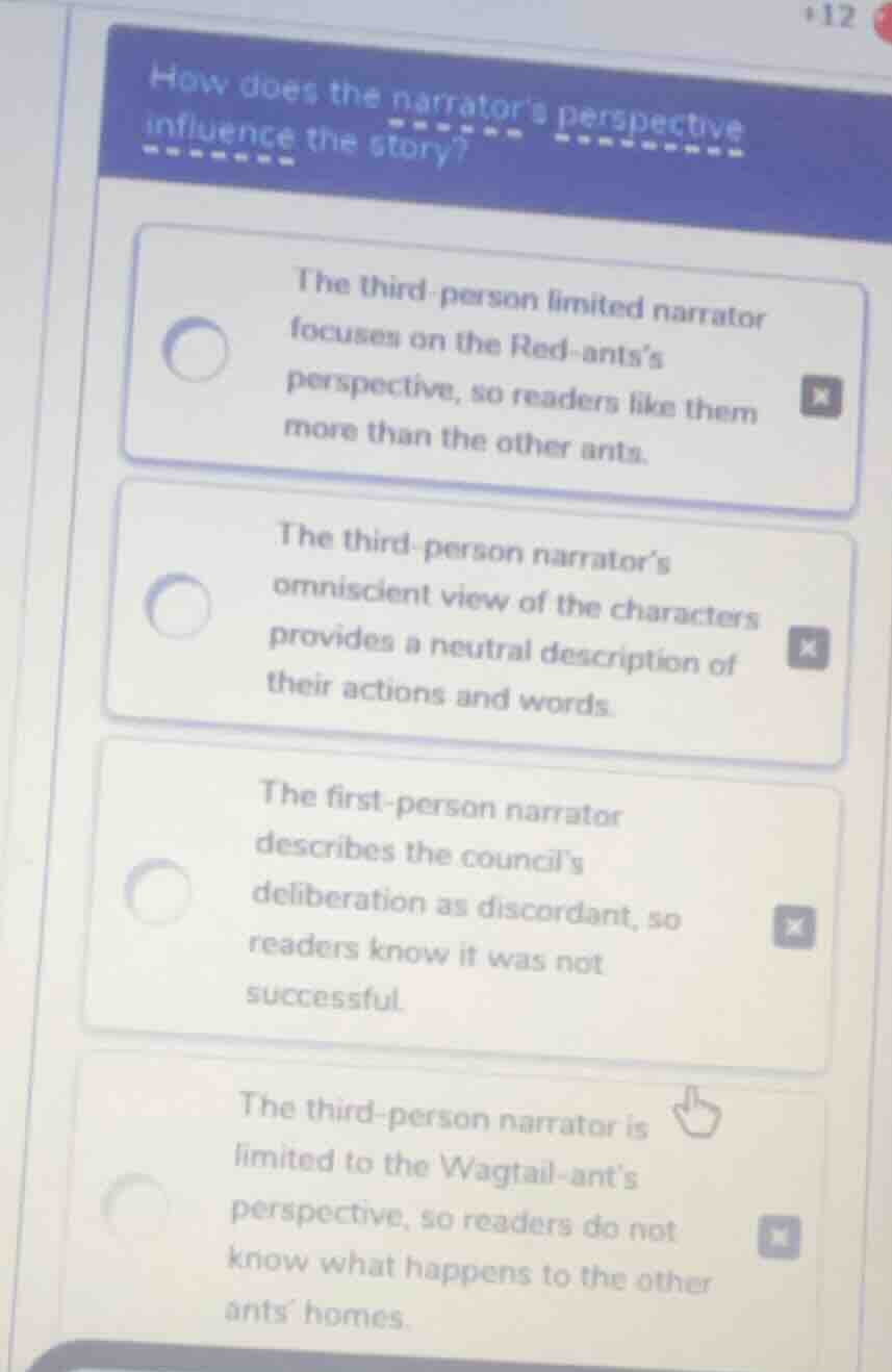 how does the narrators perspective influence the story? the third - per…