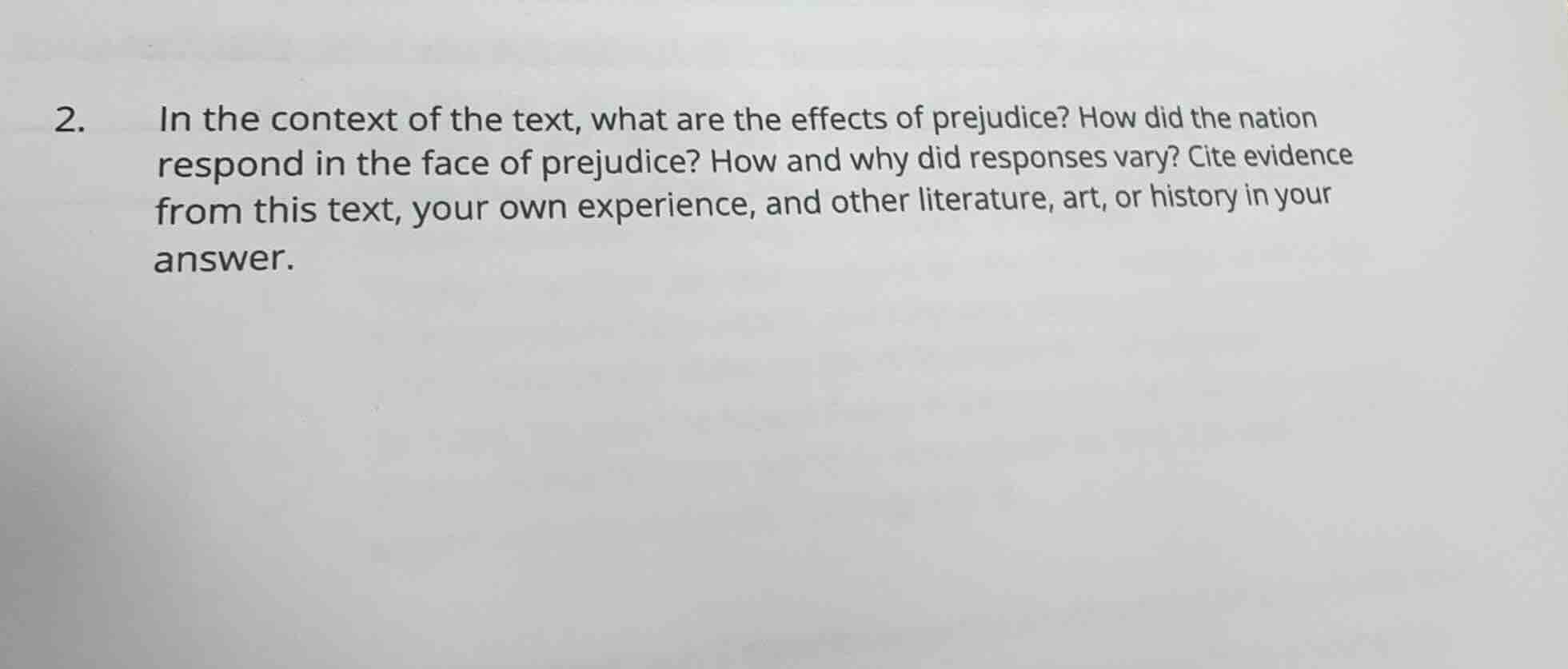 2. in the context of the text, what are the effects of prejudice? how d…