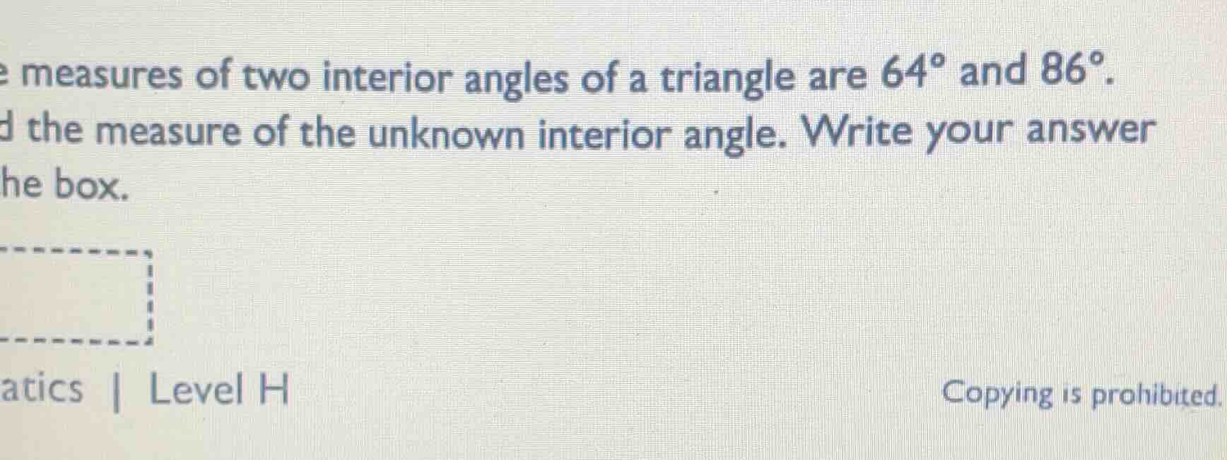 the measures of two interior angles of a triangle are 64° and 86°. find…