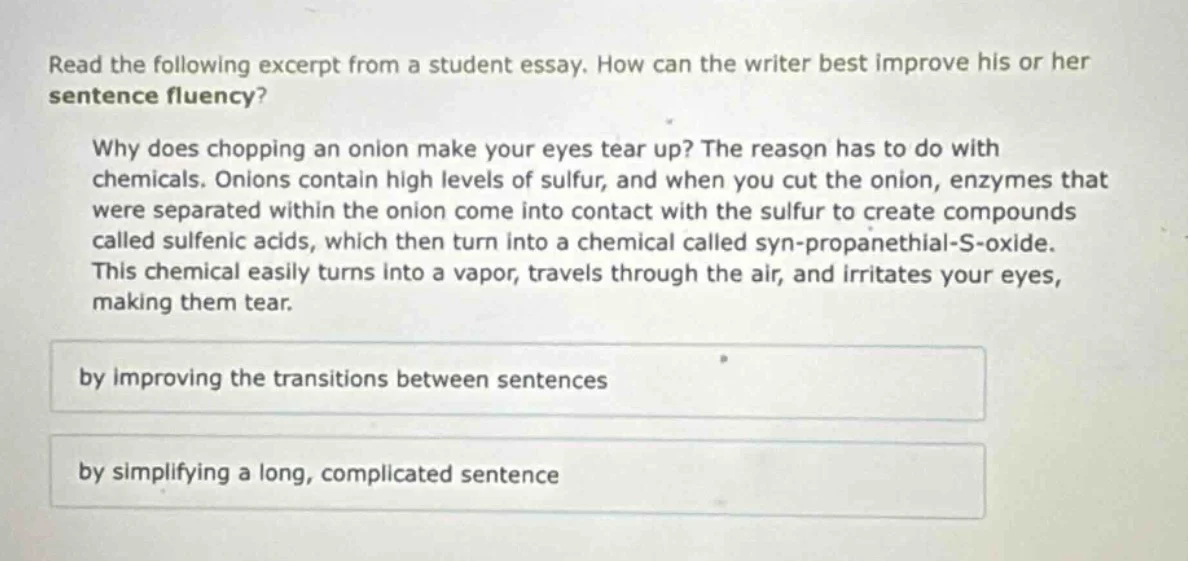 read the following excerpt from a student essay. how can the writer bes…