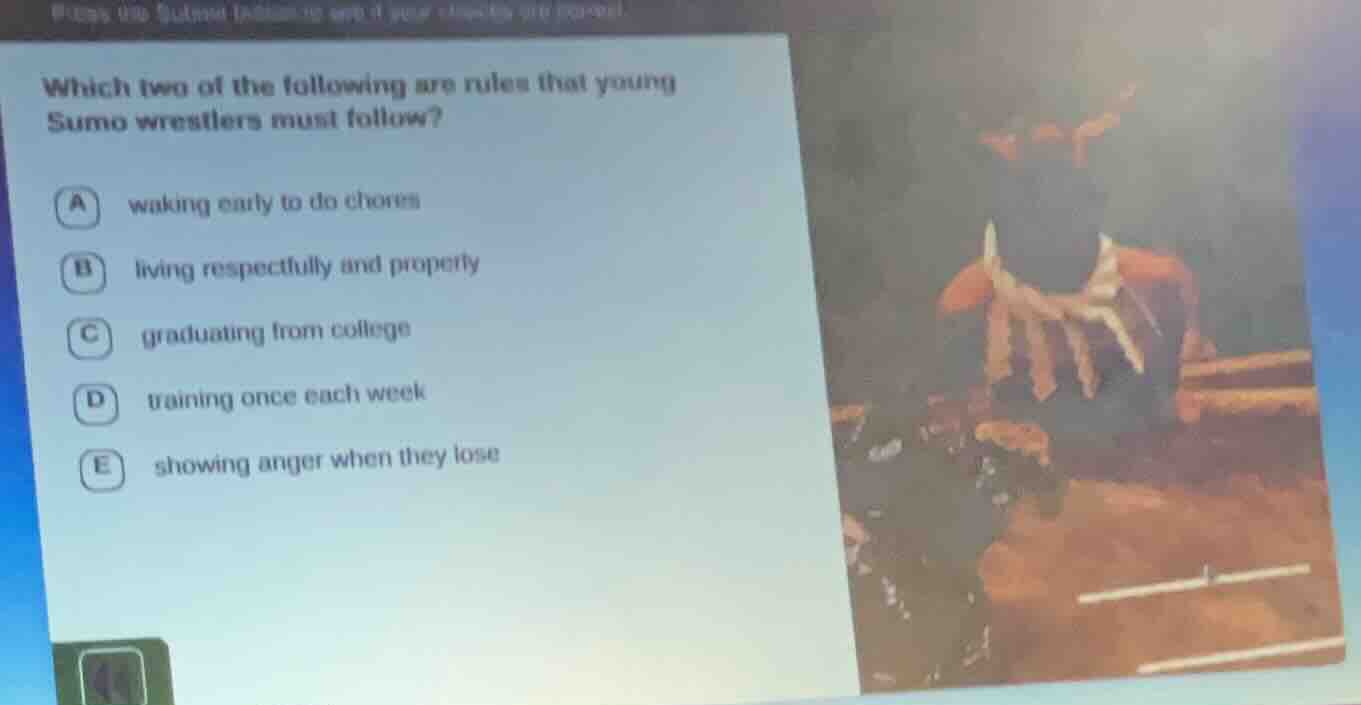 which two of the following are rules that young sumo wrestlers must fol…