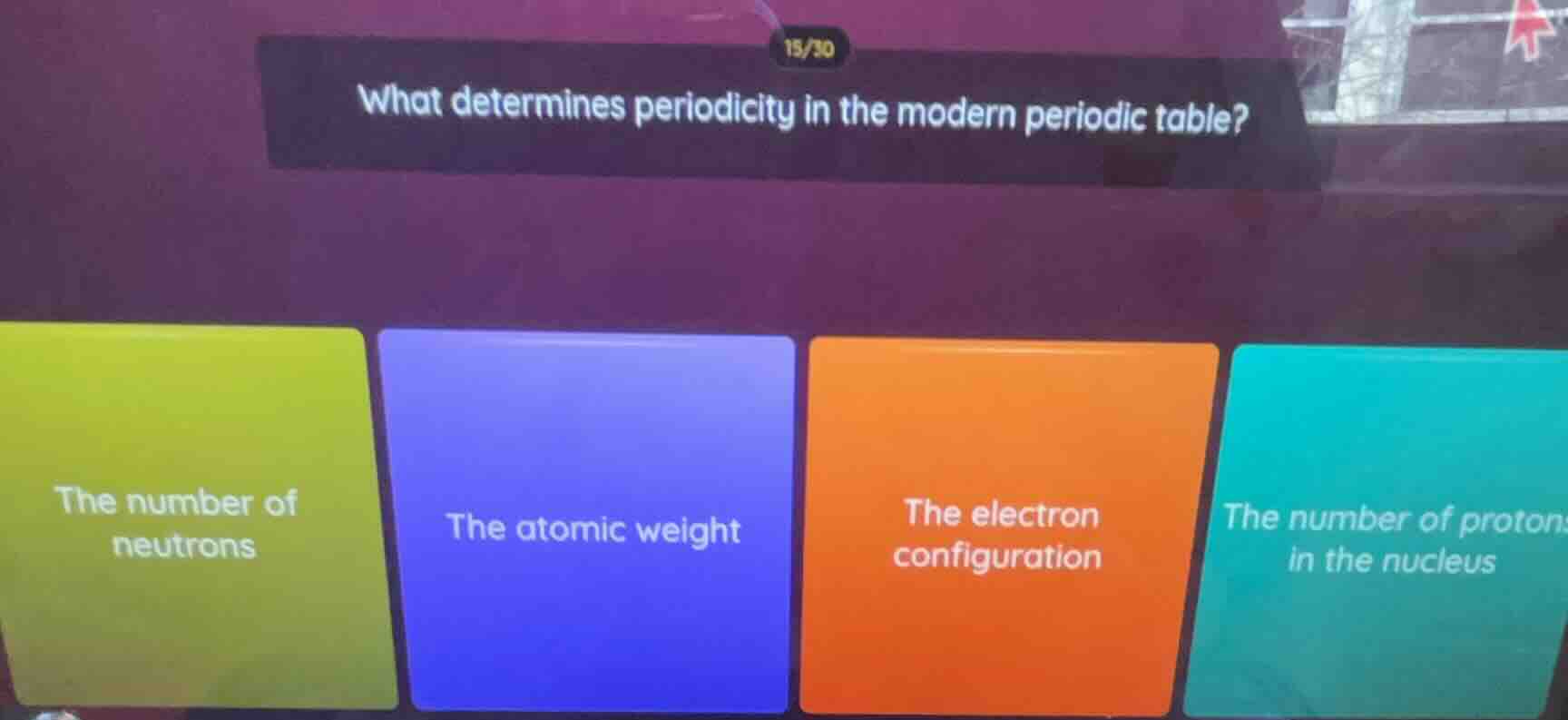 what determines periodicity in the modern periodic table? the number of…