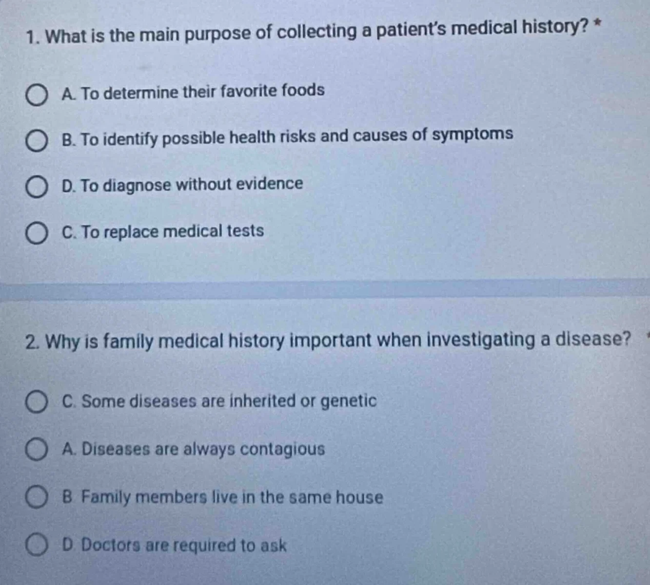 1. what is the main purpose of collecting a patient’s medical history? …