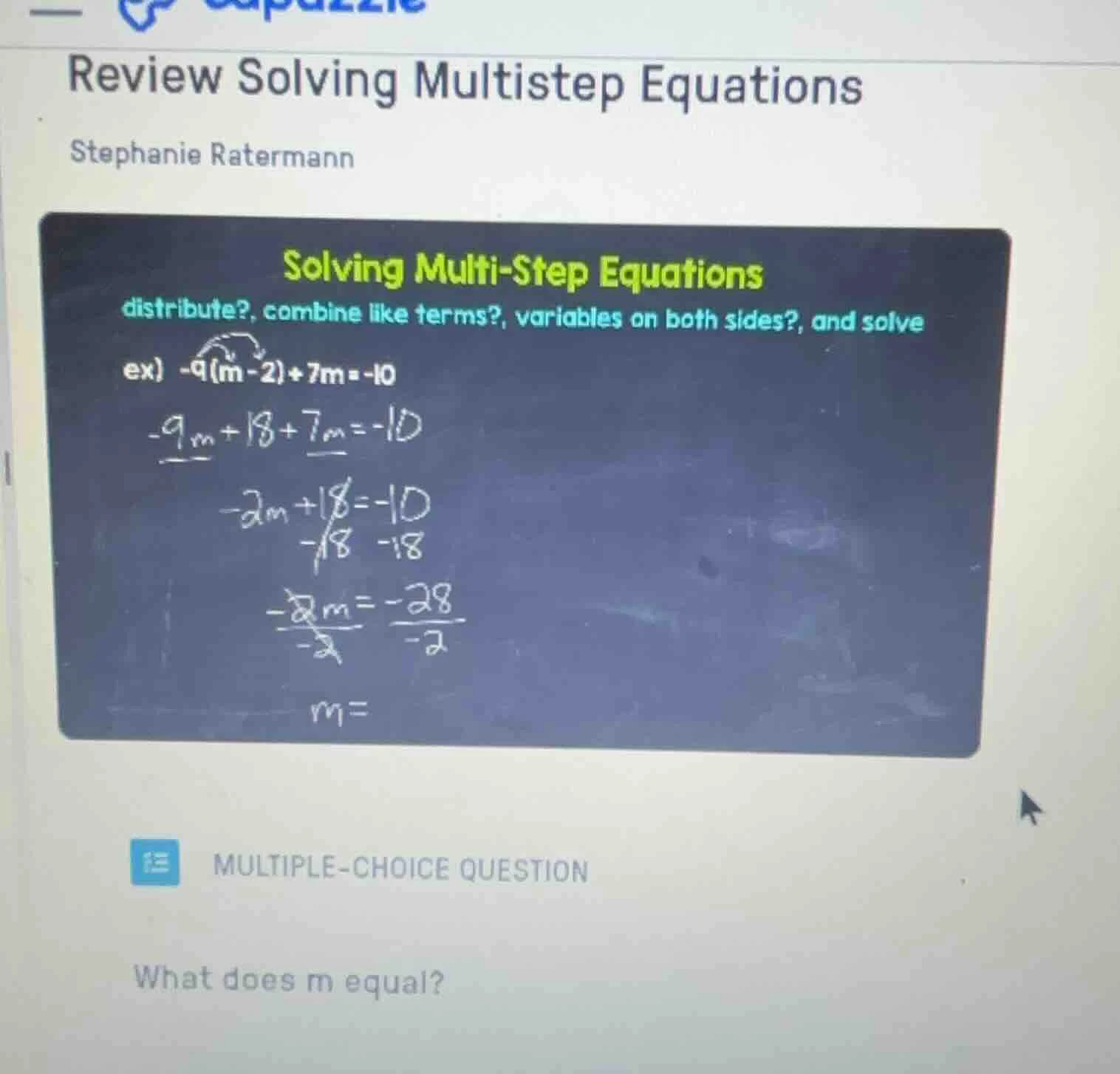 review solving multistep equations stephanie ratermann solving multi-st…