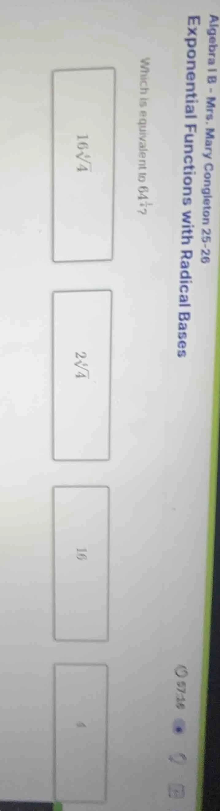 algebra i b - mrs. mary congleton 25 - 26 exponential functions with ra…