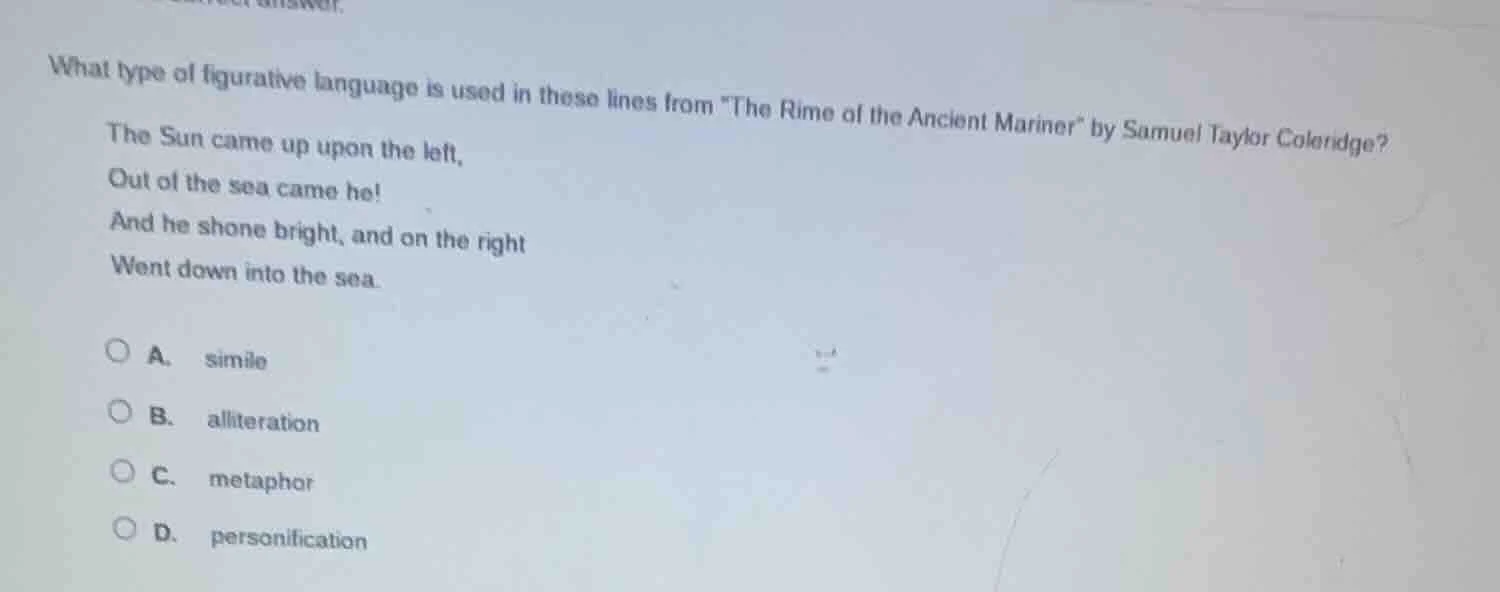 what type of figurative language is used in these lines from \the rime …