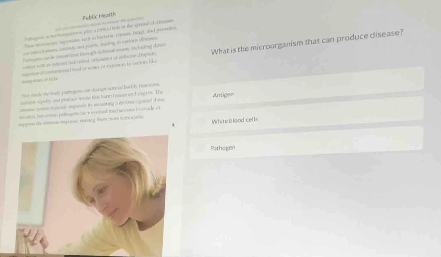 public health use the information below to answer the question. pathoge…