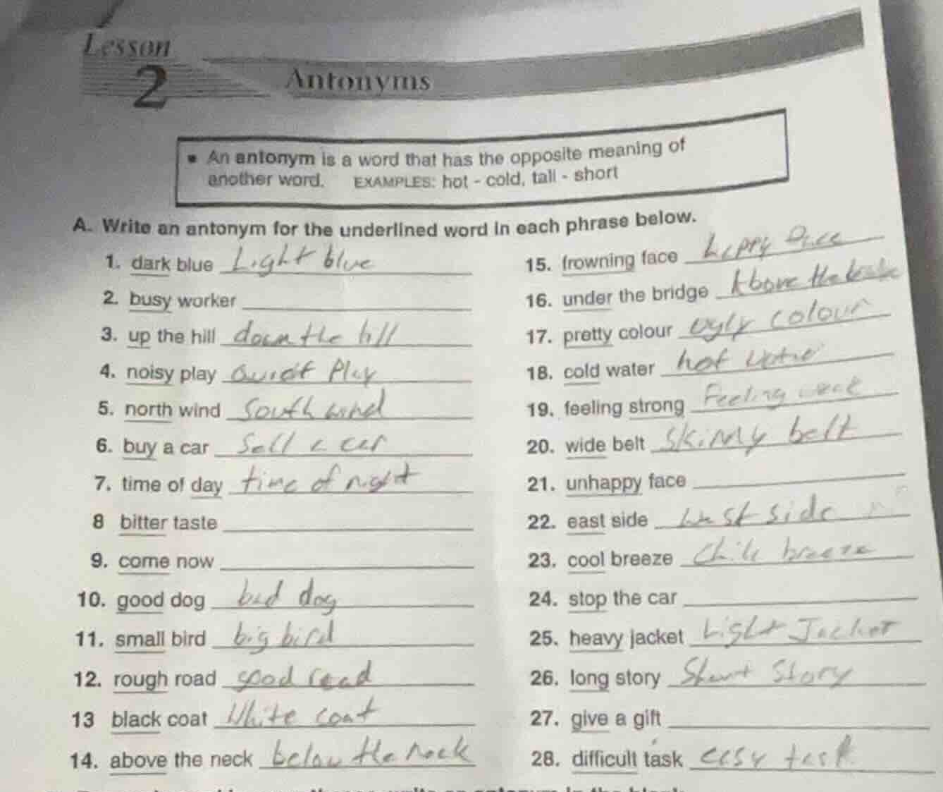 lesson 2 antonyms - an antonym is a word that has the opposite meaning …