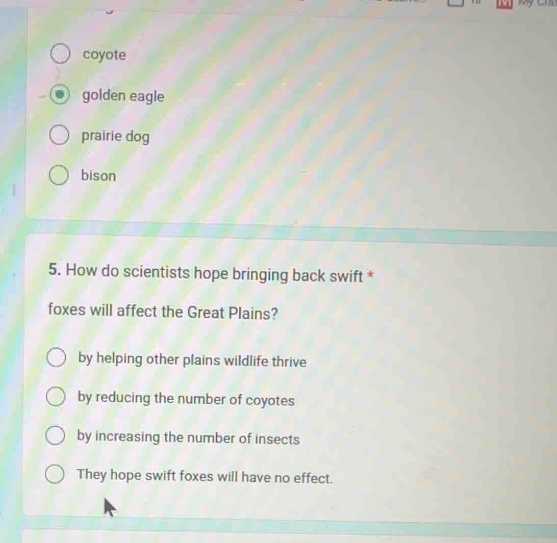 5. how do scientists hope bringing back swift foxes will affect the gre…