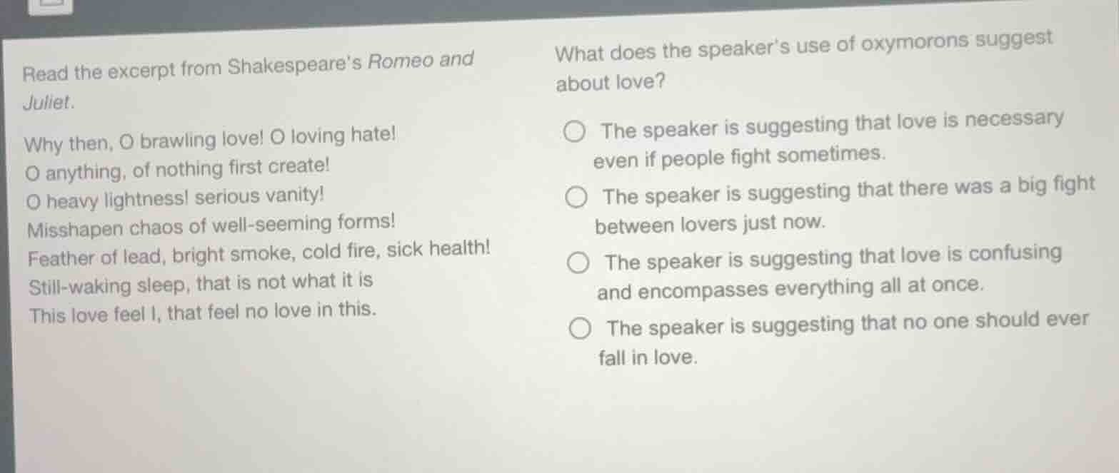 read the excerpt from shakespeare’s romeo and juliet.why then, o brawli…
