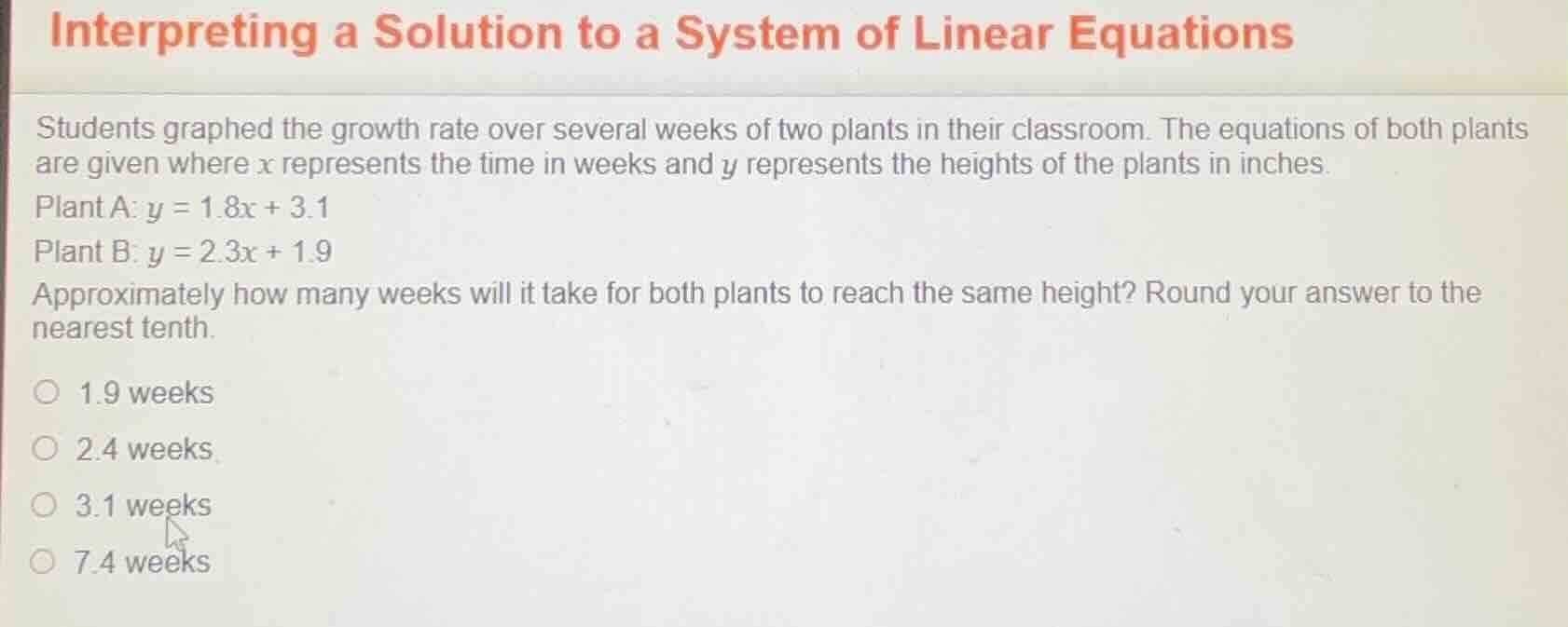 interpreting a solution to a system of linear equations students graphe…