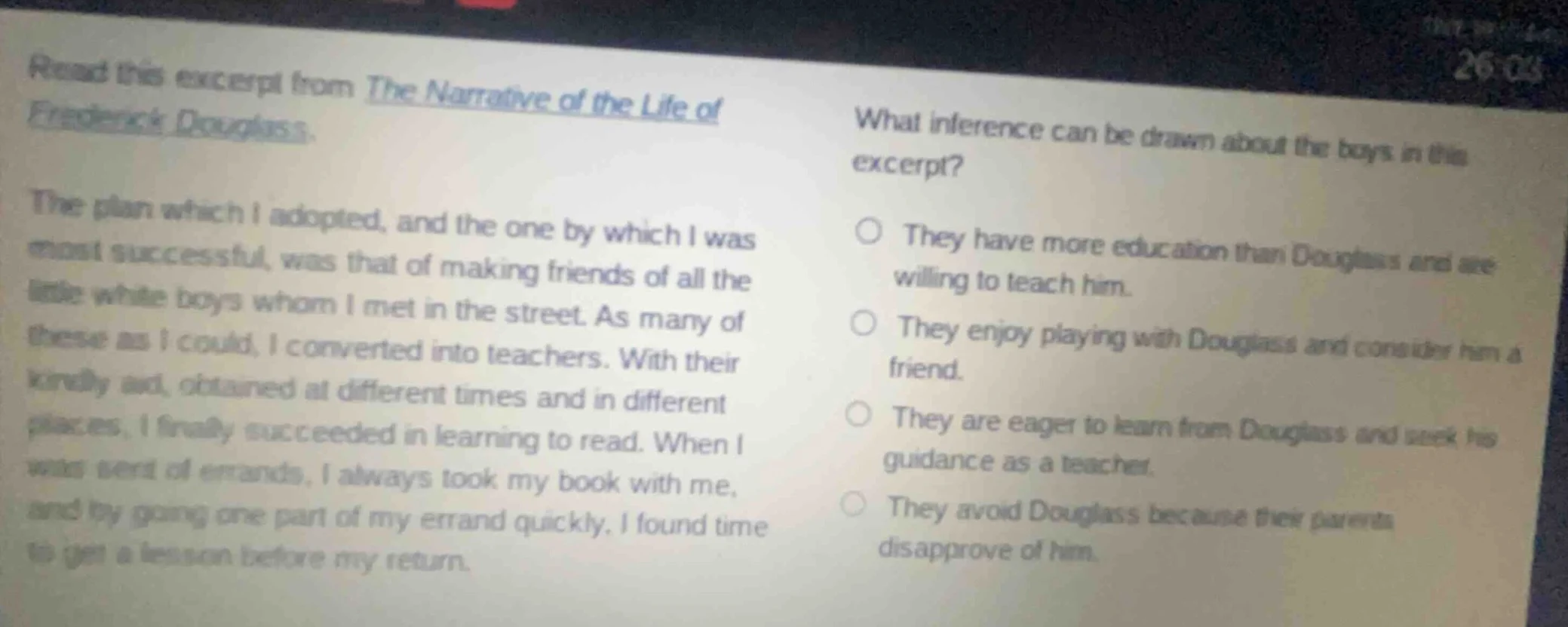 read this excerpt from the narrative of the life of frederick douglass.…