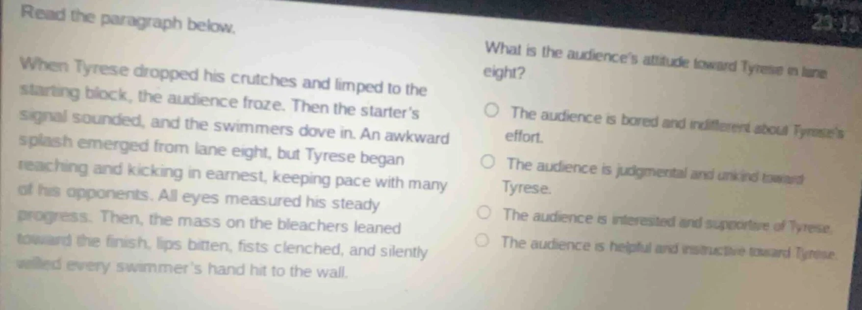 read the paragraph below. when tyrese dropped his crutches and limped t…