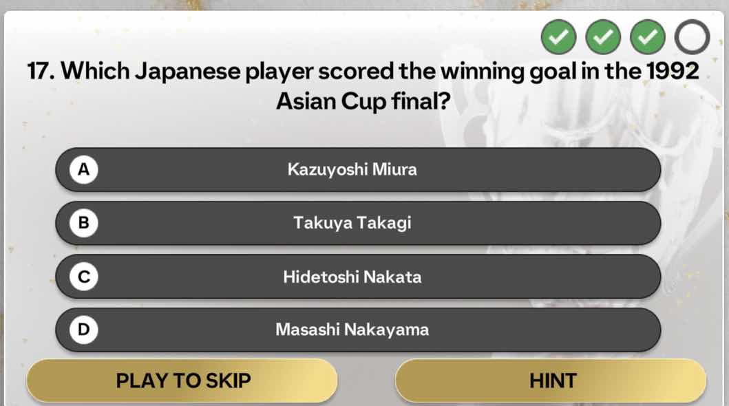 17. which japanese player scored the winning goal in the 1992 asian cup…