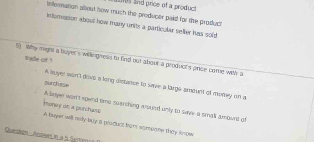 5) why might a buyer’s willingness to find out about a product’s price …