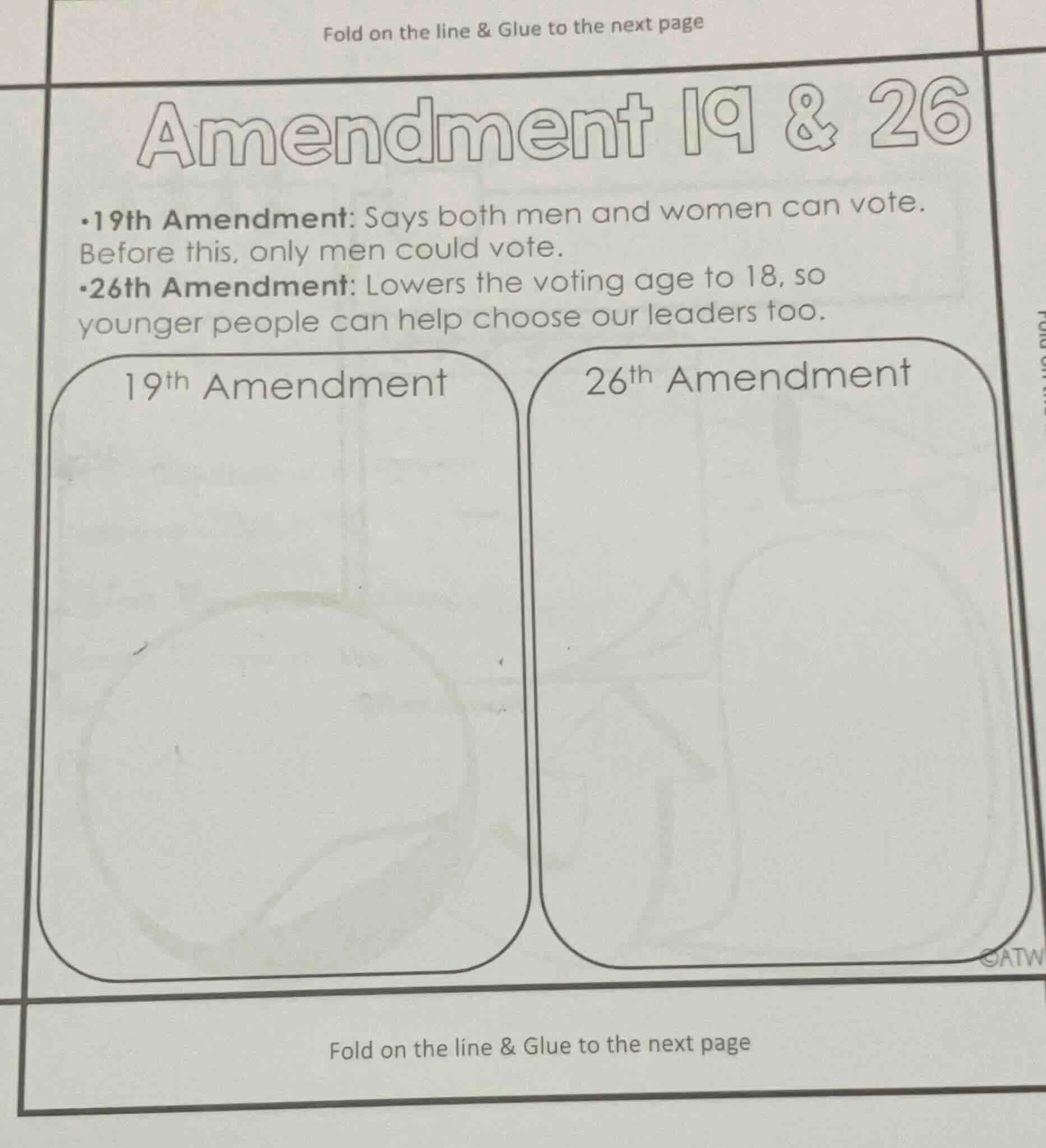 fold on the line & glue to the next page amendment 19 & 26 -19th amendm…