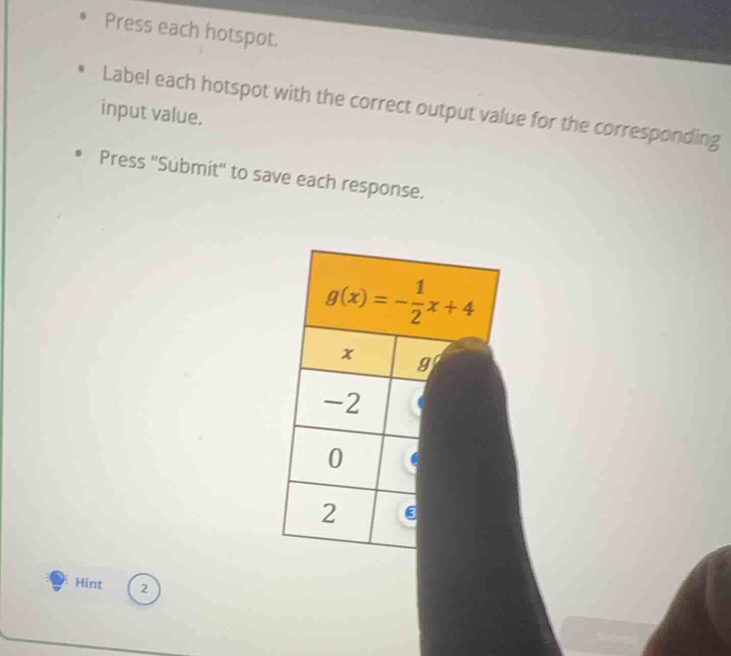 • press each hotspot. • label each hotspot with the correct output valu…