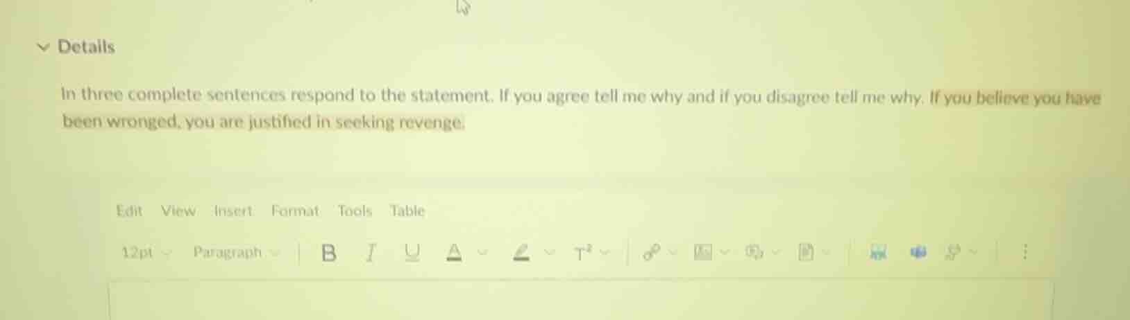 details in three complete sentences respond to the statement. if you ag…