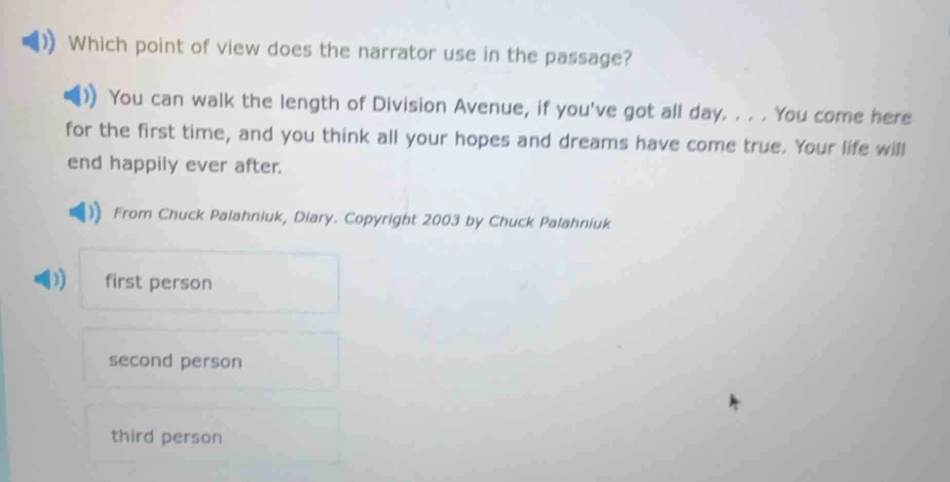 which point of view does the narrator use in the passage? you can walk …