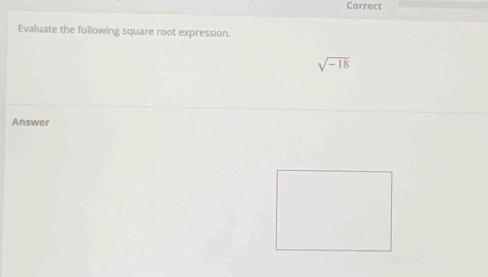 evaluate the following square root expression. \\(\\sqrt{-18}\\)