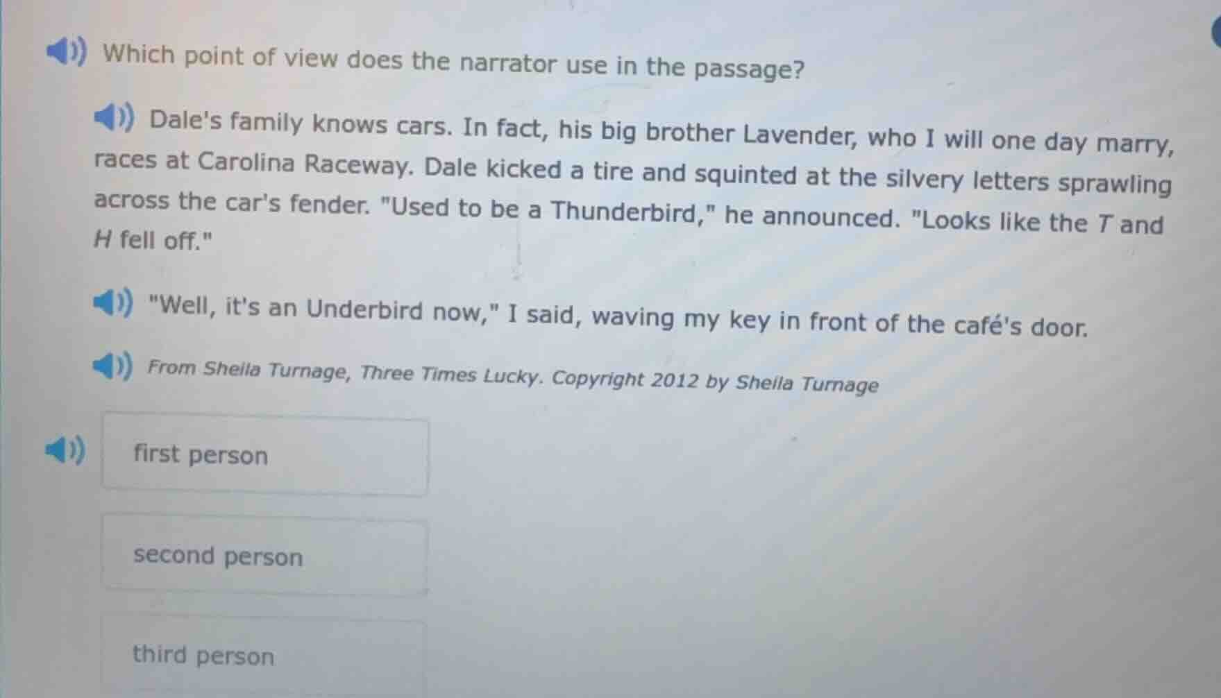which point of view does the narrator use in the passage? dales family …